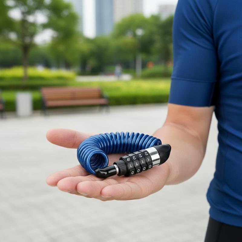 Bicycle Helmet - 新型バイク・自転車用盗難防止チェーン 4桁パスワード式コンビネーションヘルメットロック 安全ポータブルケーブルロック 耐久性のあるワイヤーロープ