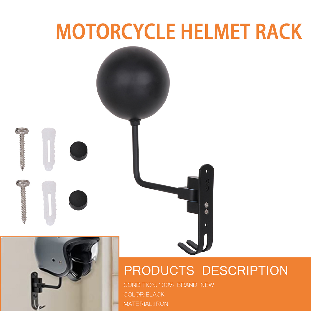Cycling Gear Wall Mount - オートバイヘルメットラック壁掛けヘルメットホルダー180 ° 回転式ヘルメットハンガー バイク、野球、ラグビー用ヘルメット鉄製フック付き