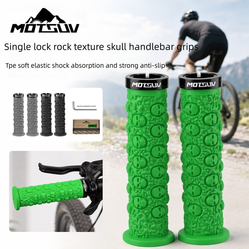 Cycling Hand Gear - 自転車ハンドルバーグリップ、スカルロックオンTPE滑り止めハンドグリップ、マウンテンバイク、固定ギアバイクサイクリングアクセサリー用