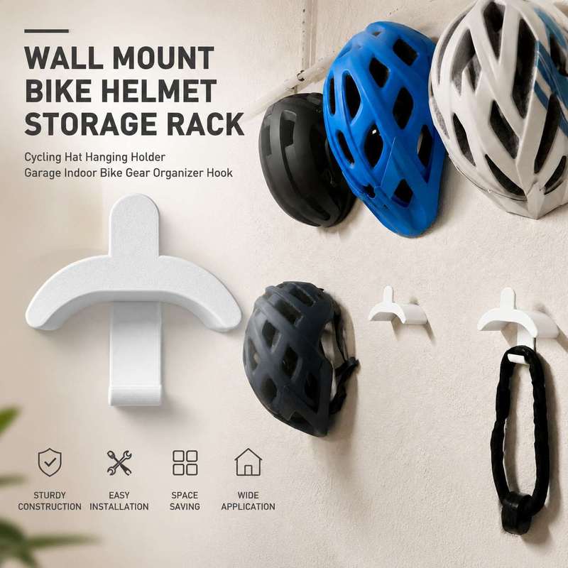 Cycling Gear Wall Mount - 壁掛け式自転車ヘルメット収納ラック サイクリング帽子ハンギングホルダー ガレージ室内用自転車ギアオーガナイザーフック