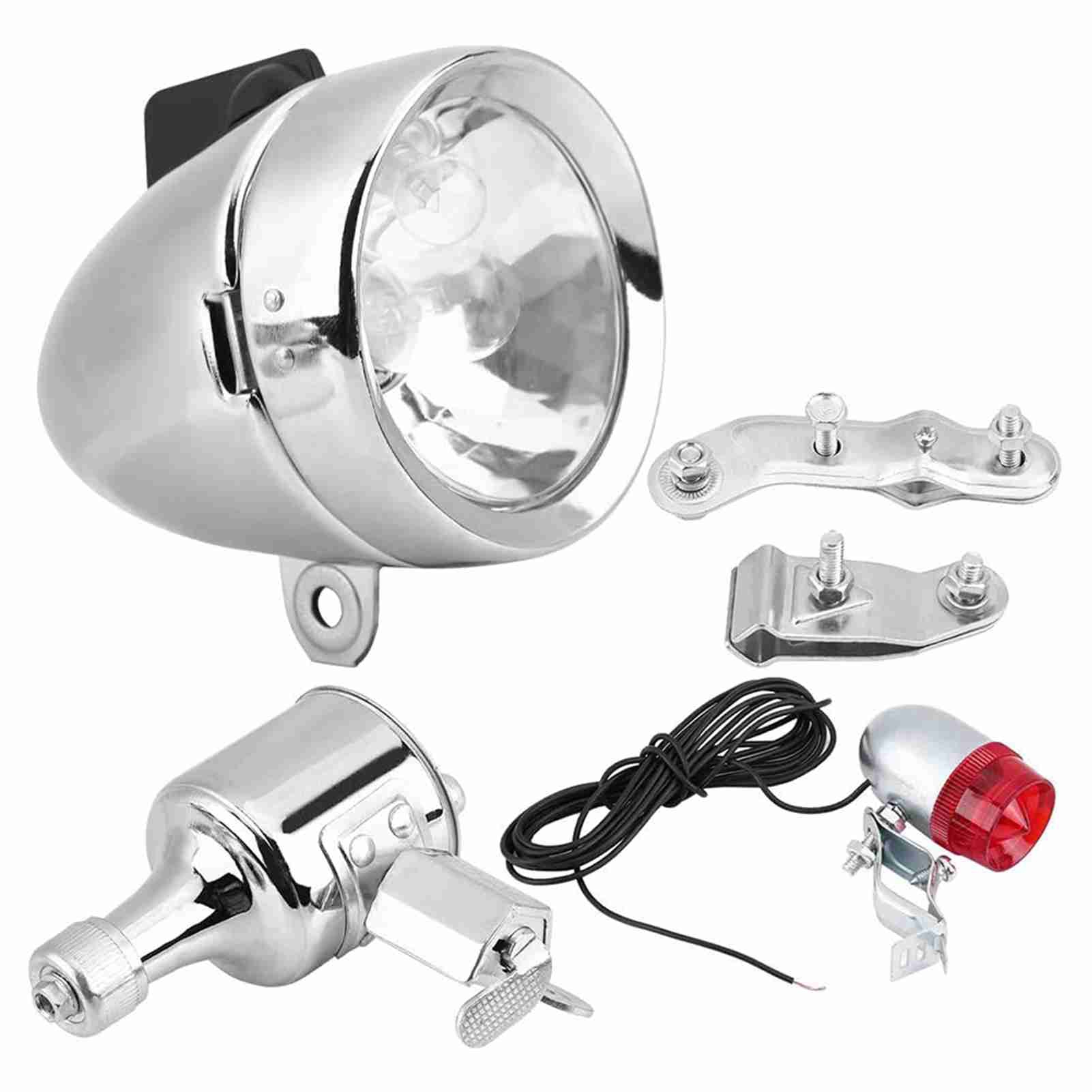 Bike Dynamo Light - 12V 5.5W 摩擦発電機ダイナモヘッドライトテールライトキット電動バイク用発電機ヘッドライトキットテールライトキット