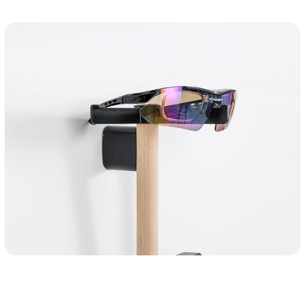 Cycling Gear Wall Mount - 壁掛け式自転車ギアホルダー、スライド式コンポーネント付きで、ヘルメット、サイクリングコンピューター、メガネの柔軟な配置が可能