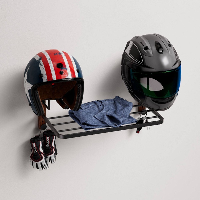 Cycling Gear Wall Mount - 多機能壁掛けヘルメットホルダー 安全帽ハンギングラック サイクリングギア棚フック オートバイヘッドギア収納ブラケット
