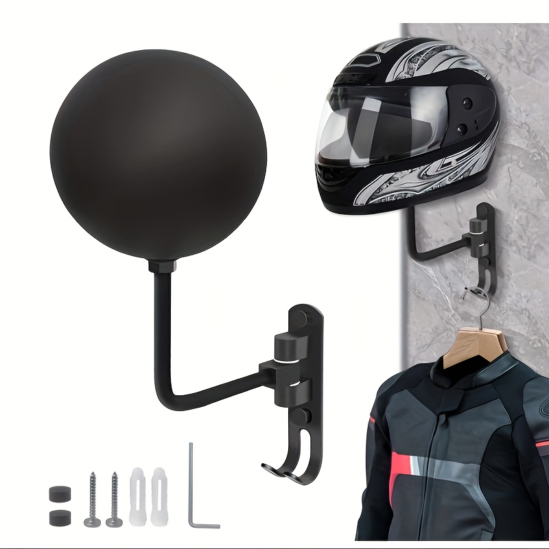 Cycling Gear Wall Mount - 180 ° 回転式オートバイヘルメット壁掛けハンガー、ジャケット、帽子、スポーツ用品、バイクヘルメット用フック付き、ガレージ、家庭用収納ラック