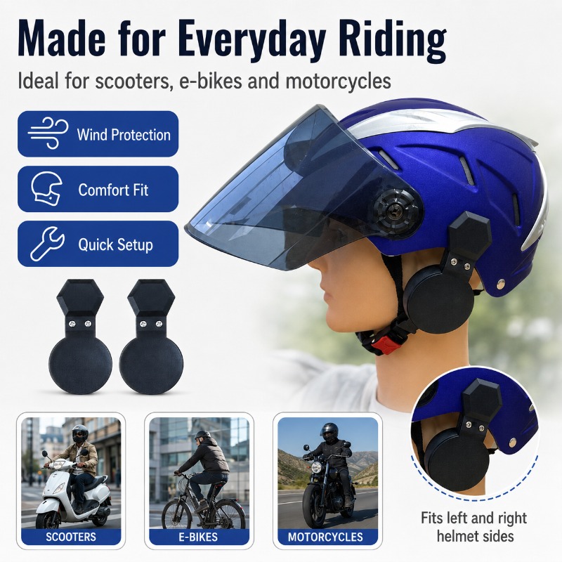 風よけ用クリップオンヘルメットイヤーカバー – スクーター、 - Bicycle Helmet のレビューと価格