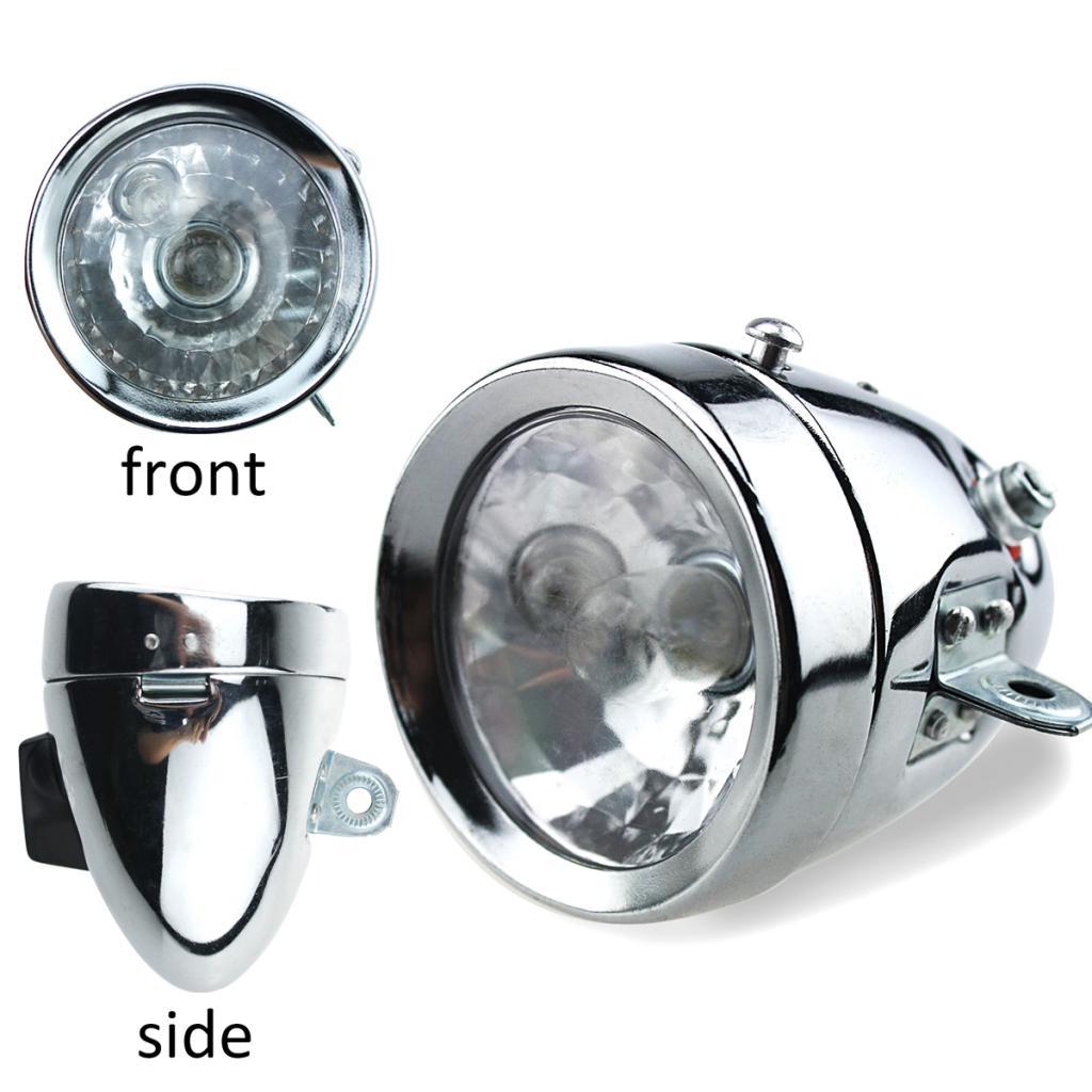 ダイナモヘッドライトテールライトキットセットクローム摩擦発電 - Bike Dynamo Light のレビューと価格