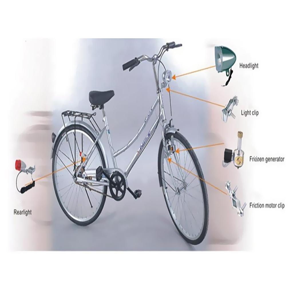 ダイナモヘッドライトテールライトキットセットクローム摩擦発電 - Bike Dynamo Light のレビューと価格