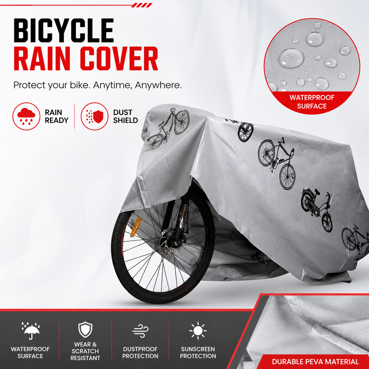 PINMOAP ユニバーサル自転車レインカバー防水屋外バイク - Cycling Gear Organizer のレビューと価格