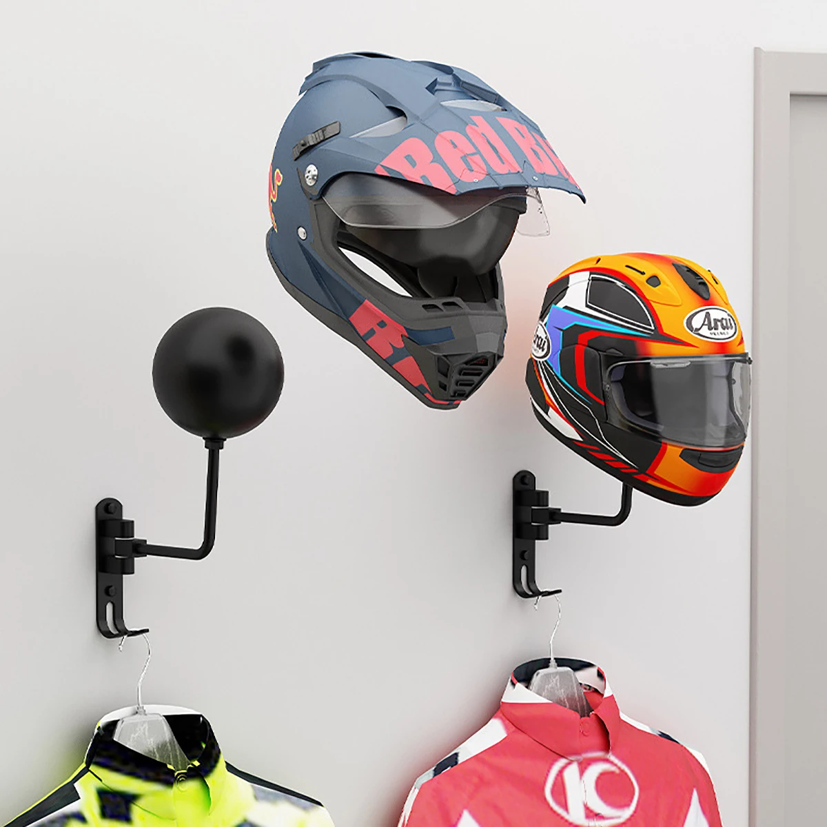 壁掛け式メタル製バイクヘルメットラック - 調整可能なバイク - Cycling Gear Wall Mount のレビューと価格