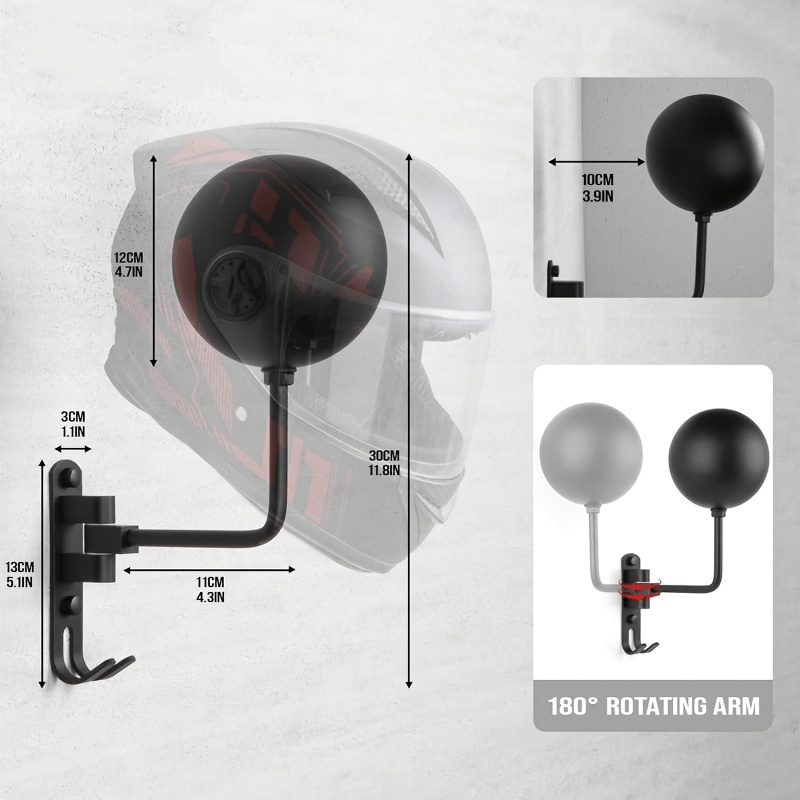 180 °   回転式壁掛け自転車ヘルメットラック アルミニ - Cycling Gear Wall Mount のレビューと価格