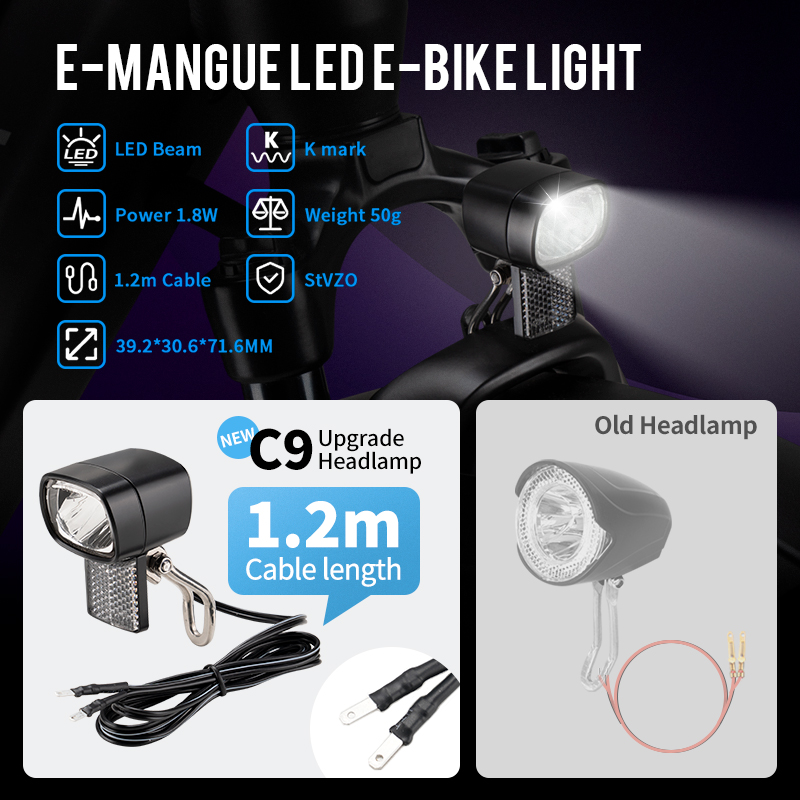 E-バイクダイナモヘッドライトフロントランプ 36V 48V - Bike Dynamo Light のレビューと価格