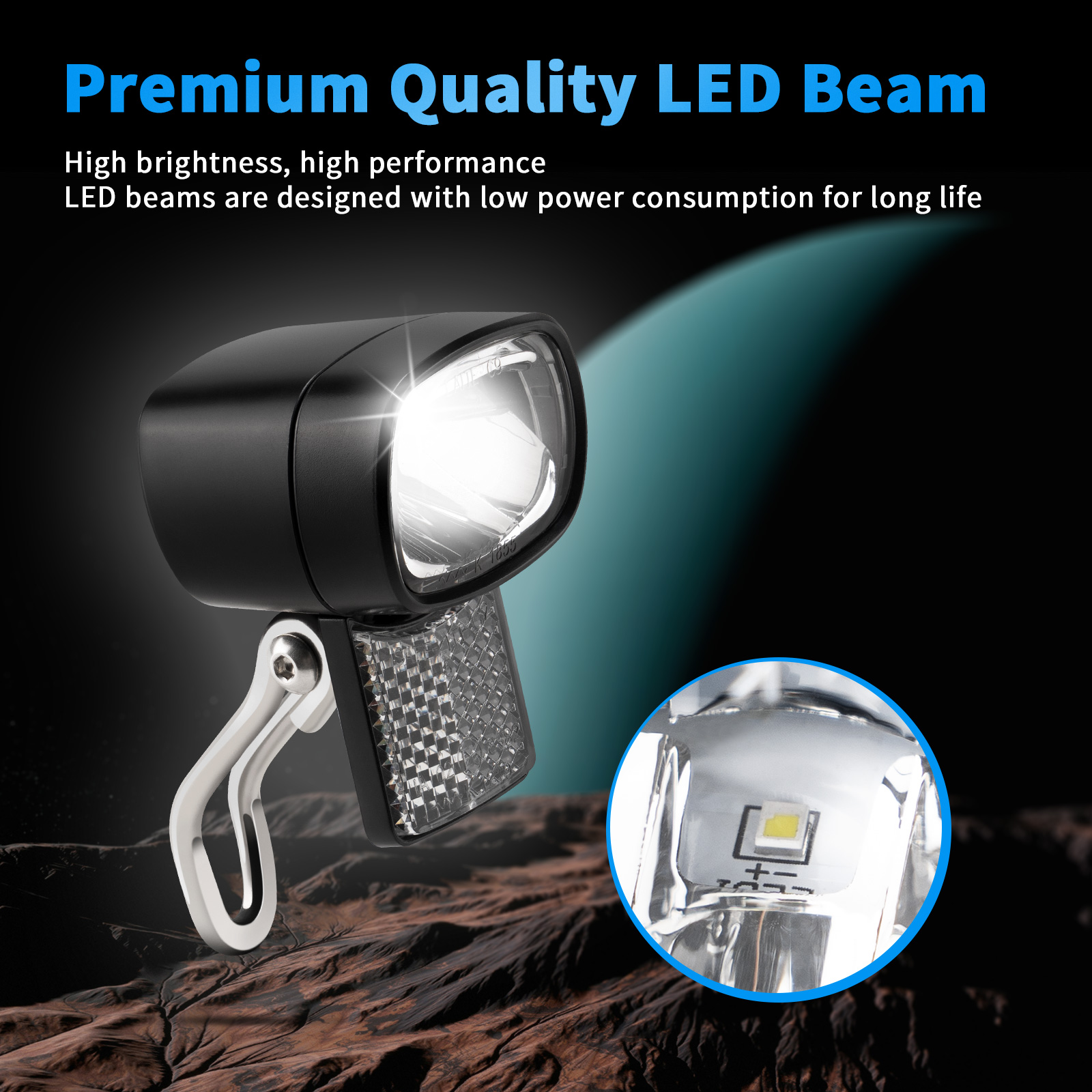 E-バイクダイナモヘッドライトフロントランプ 36V 48V - Bike Dynamo Light のレビューと価格