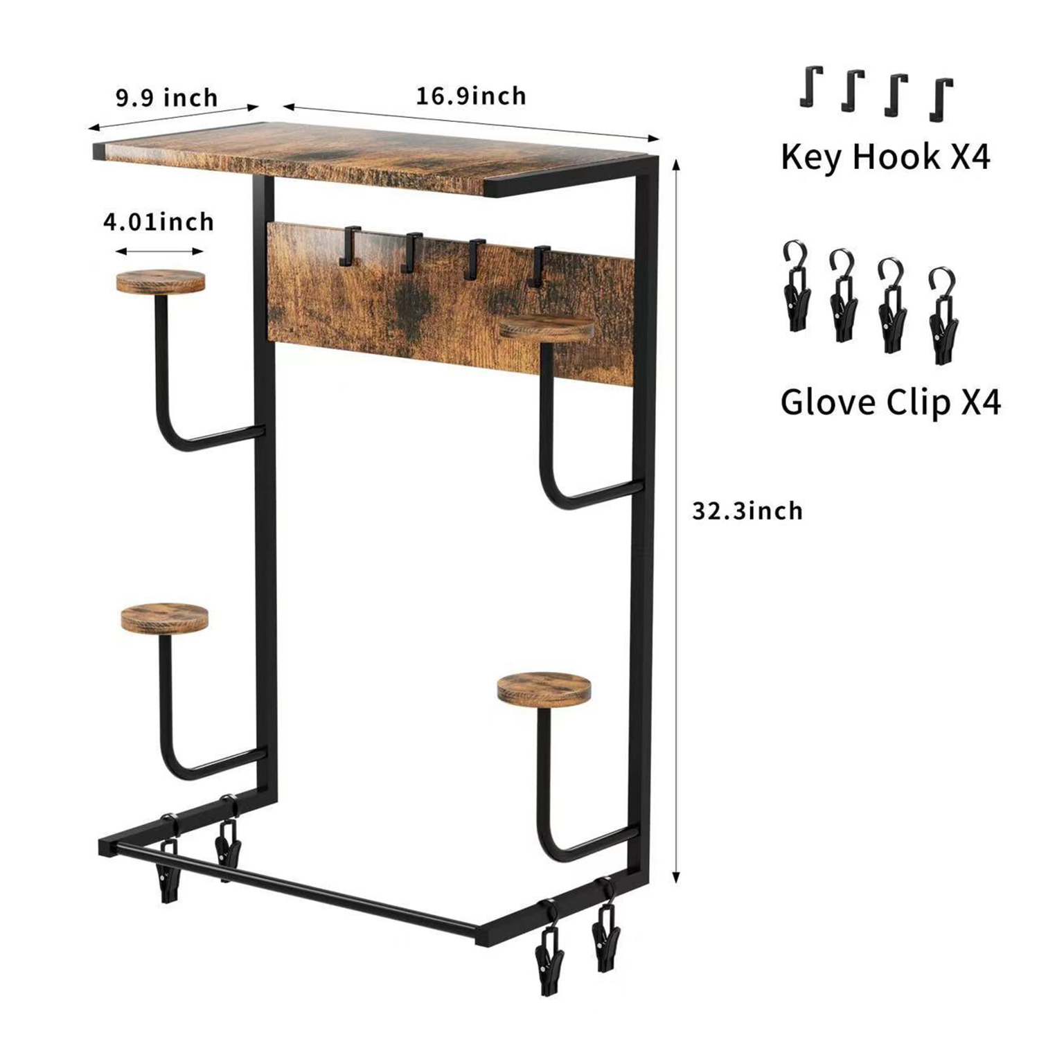 オートバイヘルメットホルダー、4つのグローブチップとフック付 - Cycling Gear Wall Mount のレビューと価格